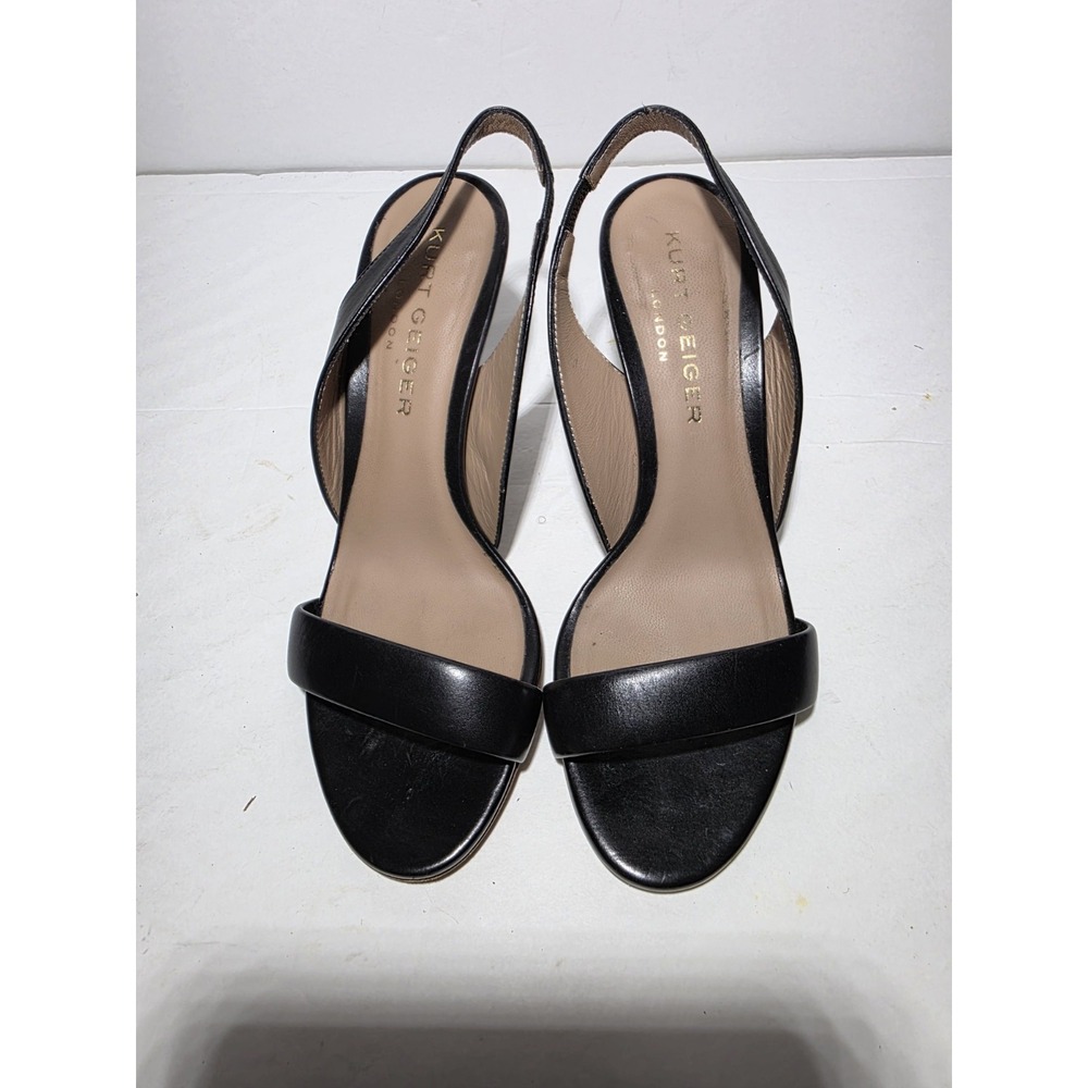 Kurt Geiger London Black Slingback Heels EU 36.5 Made In Italy Leather Stiletto